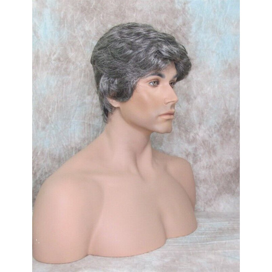 JAY | Charcoal Gray Short Thick Full Men's Wig Wigs 