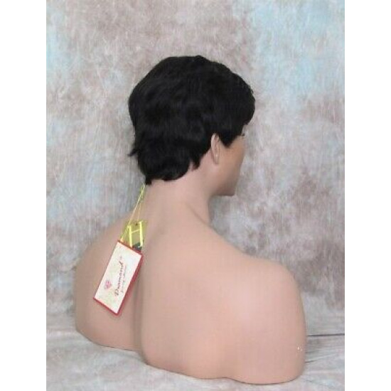 JAY HH | Natural Black 100% Human Hair Men's Wigs Layered 