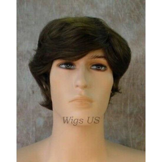 STAR | New Look Medium Brown Mens Wig Short Straight Layers Style 