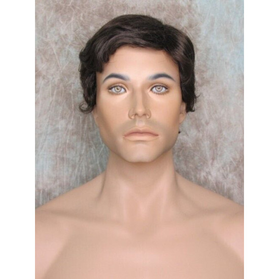 CHARLES | Medium Dark Brown Short Layered Men's Wig Simulated Side Part Man 