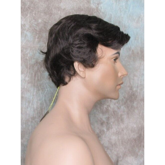 CHARLES | Medium Dark Brown Short Layered Men's Wig Simulated Side Part Man 