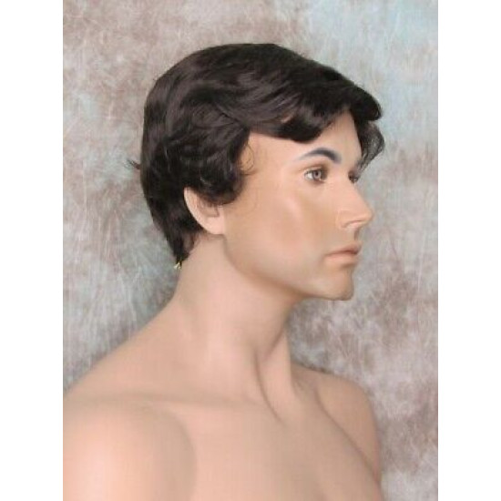 CHARLES | Medium Dark Brown Short Layered Men's Wig Simulated Side Part Man 