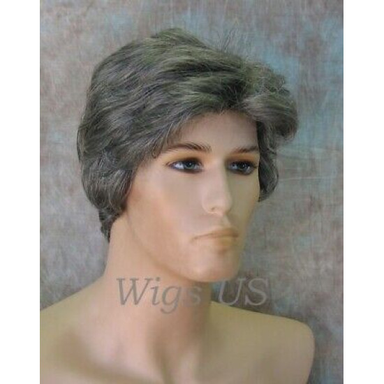 CHARLES | Dark Gray Short Layered Men's Wig Simulated Side Part Man 