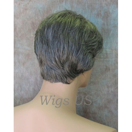CHARLES | Dark Gray Short Layered Men's Wig Simulated Side Part Man 