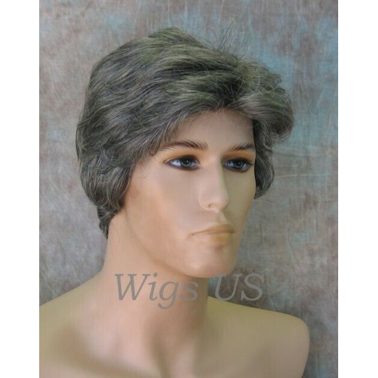 CHARLES | Dark Gray Short Layered Men's Wig Simulated Side Part Man 