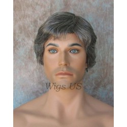EDWARD | New Look Charcoal Gray Mens Wig Short Layered Style Left Side Part