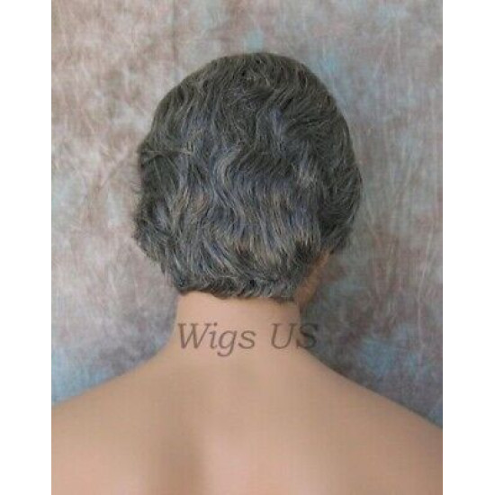 EDWARD | New Look Charcoal Gray Mens Wig Short Layered Style Left Side Part