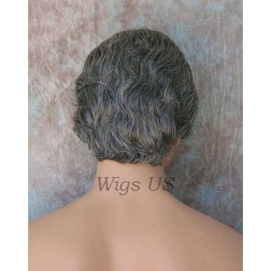 EDWARD | New Look Charcoal Gray Mens Wig Short Layered Style Left Side Part