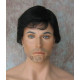 EDWARD | New Look Jet Black Mens Wig Short Layers Left Side Skin Part 