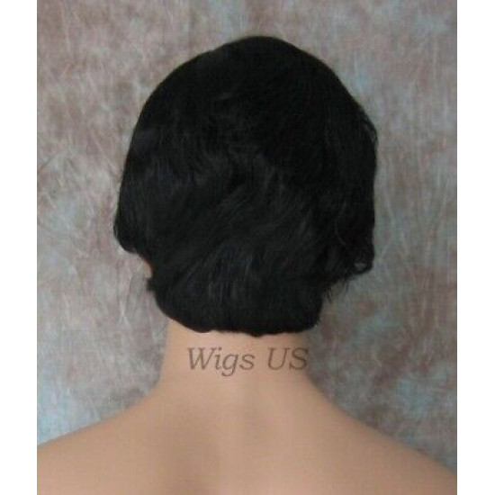 EDWARD | New Look Jet Black Mens Wig Short Layers Left Side Skin Part 