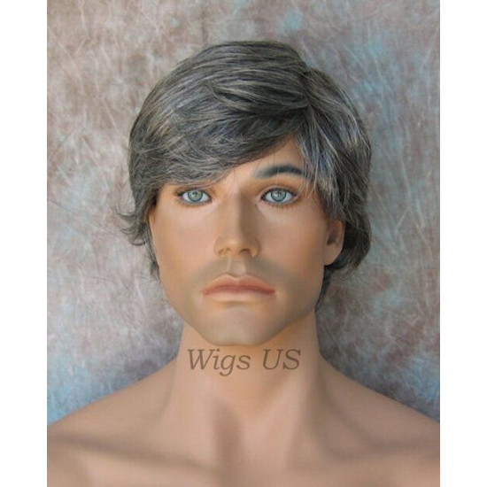 STAR | New Look Steel Gray Mens Wig Short Straight Layers Style 
