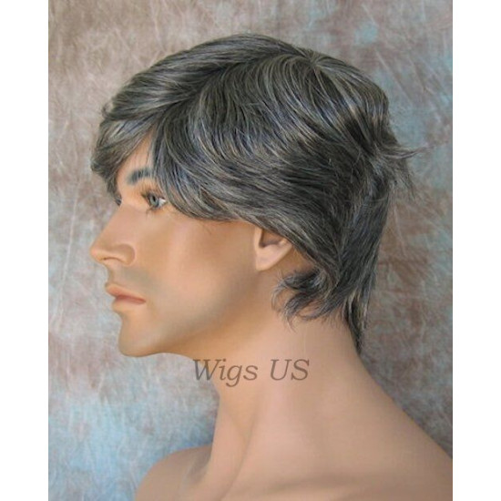 STAR | New Look Steel Gray Mens Wig Short Straight Layers Style 