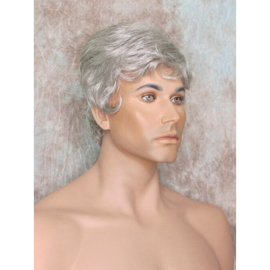 CHARLES | Medium Gray Short Layered Men's Wig Simulated Side Part Man 