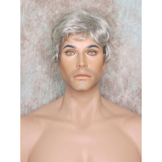 CHARLES | Medium Gray Short Layered Men's Wig Simulated Side Part Man 