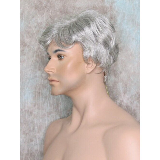 CHARLES | Medium Gray Short Layered Men's Wig Simulated Side Part Man 
