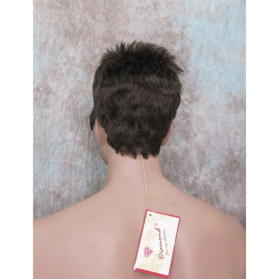 DANNY | Medium Brown Spiky Top Men's Wig Short Short Sides 