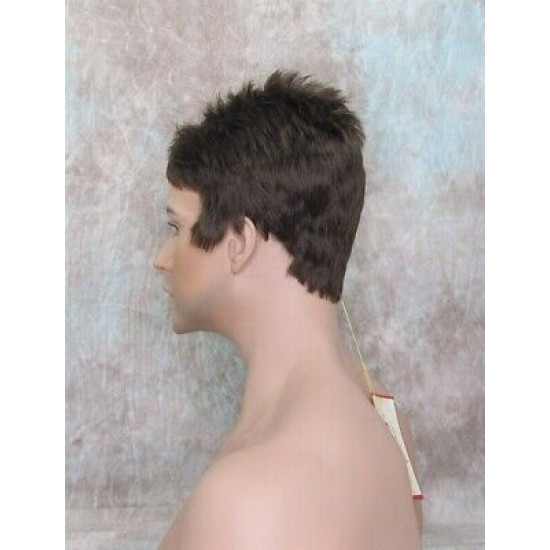 DANNY | Medium Brown Spiky Top Men's Wig Short Short Sides 