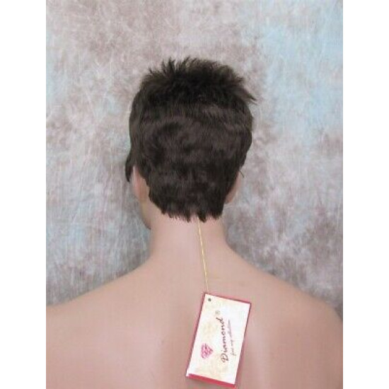 DANNY | Medium Brown Spiky Top Men's Wig Short Short Sides 