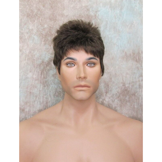DANNY | Medium Brown Spiky Top Men's Wig Short Short Sides 