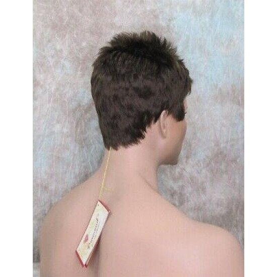 DANNY | Medium Brown Spiky Top Men's Wig Short Short Sides 