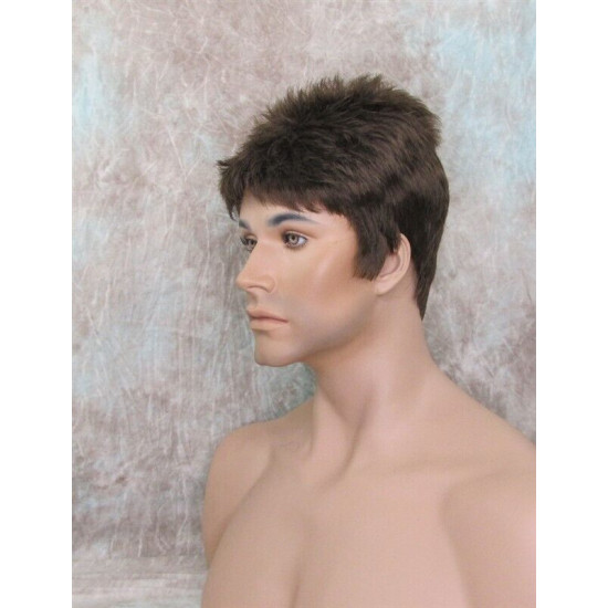 DANNY | Medium Brown Spiky Top Men's Wig Short Short Sides 