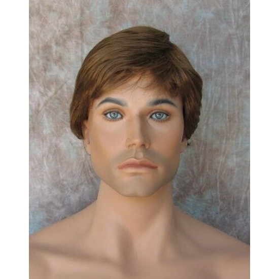 EDWARD | New Look Golden Brown Mens Wig Short Layered Style Left Side Part 