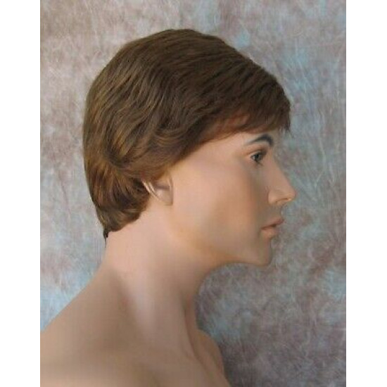 EDWARD | New Look Golden Brown Mens Wig Short Layered Style Left Side Part 