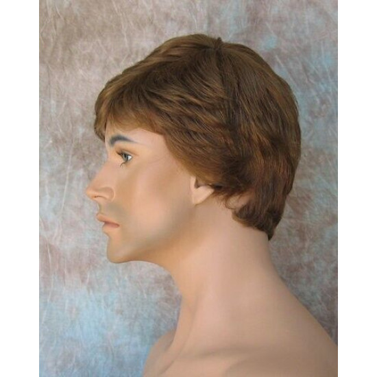 EDWARD | New Look Golden Brown Mens Wig Short Layered Style Left Side Part 