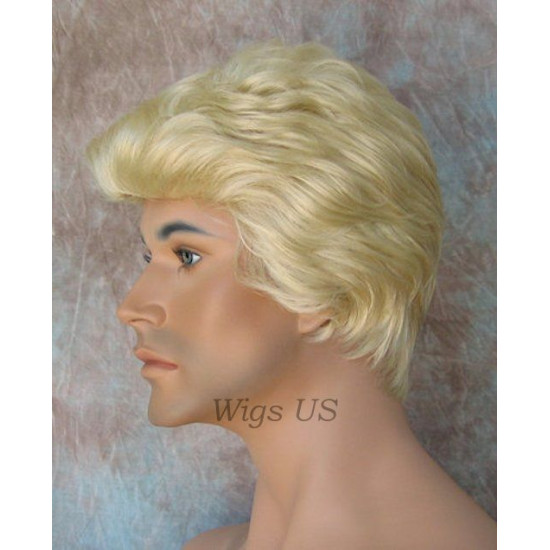 GREGORY | Light Blonde Gentle Wave Men's Wig Longer Top Full Hairpiece 