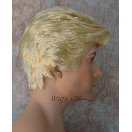 GREGORY | Light Blonde Gentle Wave Men's Wig Longer Top Full Hairpiece 