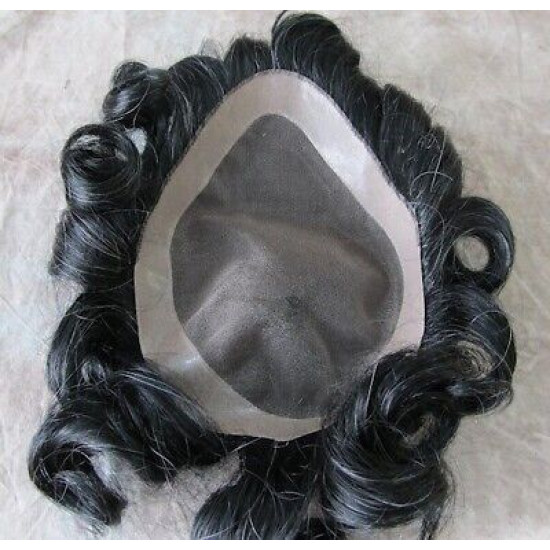 KEN | Darkest Brown 5% Gray Men's Toupee Waves 6.75" X 9" Base 5.5 - 7" 