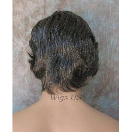 STAR | New Look Charcoal Gray Mens Short Wig Straight Layers Hairpiece 