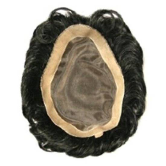 JEFF HH | Dark Gray Men's Toupee Waves 6.25" X 9" Wavy Monofilament