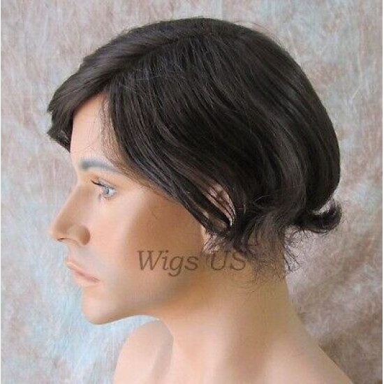 TP-010 | Med Brown 50% Gray Men Toupee 6.5" X 8.5" Monofilament Hand Tied Base 