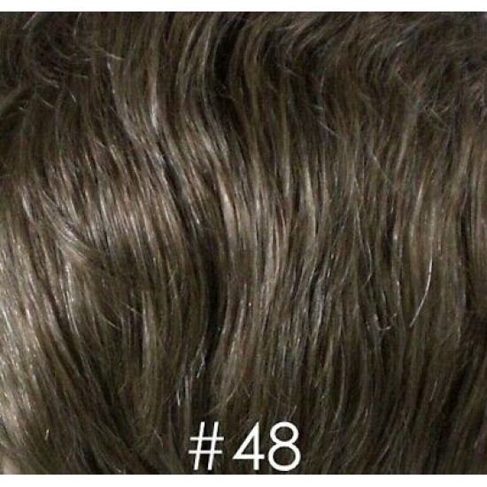 TP-010 | Med Brown 50% Gray Men Toupee 6.5" X 8.5" Monofilament Hand Tied Base 
