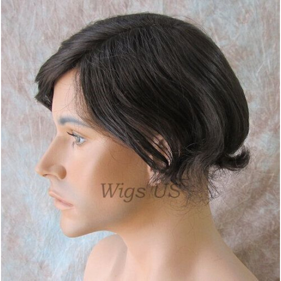 TP-010 | Dark Gray Men Toupee 6.5" X 8.5" Monofilament Hand Tied Base 