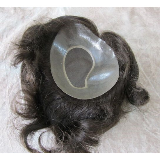 TP-010 | Dark Gray Men Toupee 6.5" X 8.5" Monofilament Hand Tied Base 
