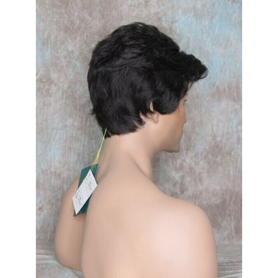 GREGORY | Natural Black Gentle Wave Men's Wig Longer Top Full Hairpiece 