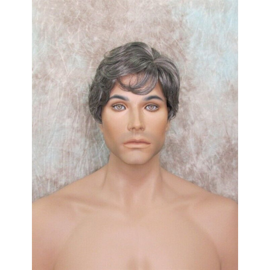 FRANK | Charcoal Gray Men's Wig Thick Wavy Full Mens Style 
