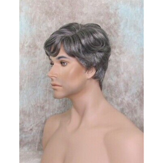 FRANK | Charcoal Gray Men's Wig Thick Wavy Full Mens Style 