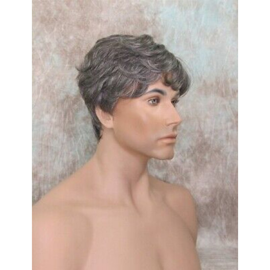 FRANK | Charcoal Gray Men's Wig Thick Wavy Full Mens Style 