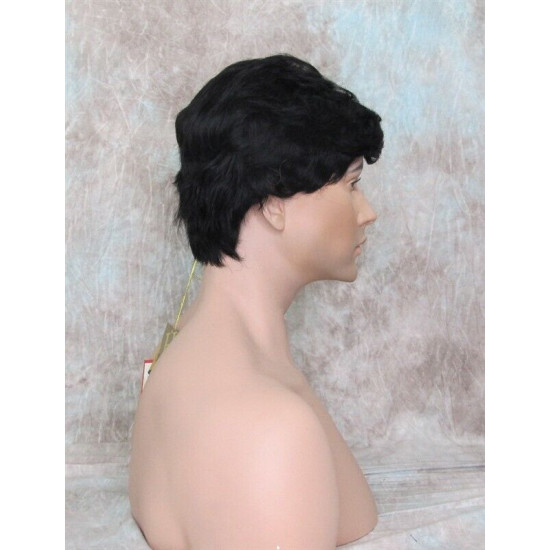 JAY HH | Jet Black 100% Human Hair Men's Wigs Layered 