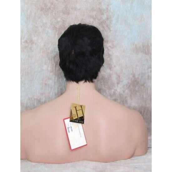 JAY HH | Jet Black 100% Human Hair Men's Wigs Layered 