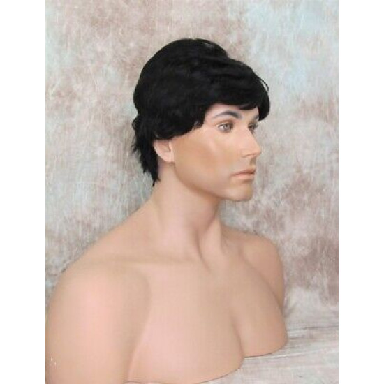 JAY HH | Jet Black 100% Human Hair Men's Wigs Layered 