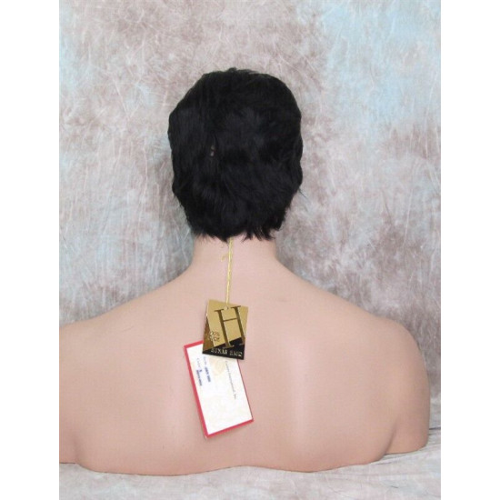 JAY HH | Jet Black 100% Human Hair Men's Wigs Layered 