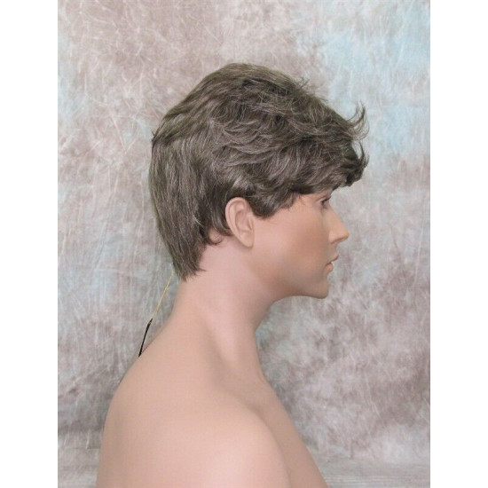 JAY | Golden Brown 35% Gray Short Thick Full Men's Wig Wigs 