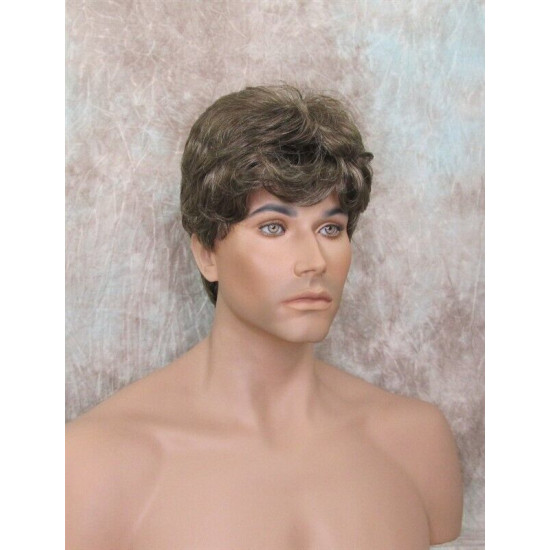 JAY | Golden Brown 35% Gray Short Thick Full Men's Wig Wigs 