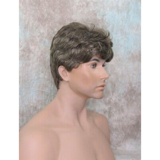 JAY | Golden Brown 35% Gray Short Thick Full Men's Wig Wigs 