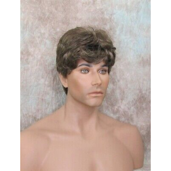 JAY | Golden Brown 35% Gray Short Thick Full Men's Wig Wigs 
