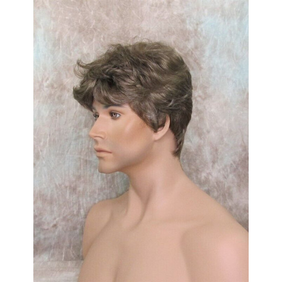 JAY | Golden Brown 35% Gray Short Thick Full Men's Wig Wigs 
